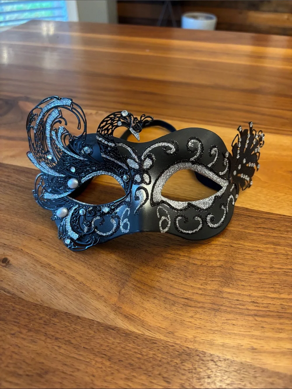 Black and Silver Masquerade Venetian Mask for Party, Prom, Mardi Gras